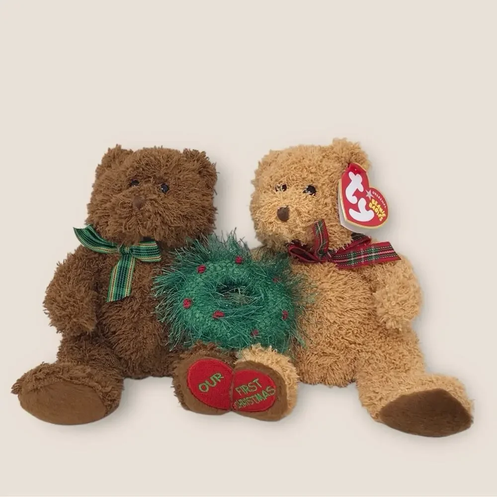 Ty Beanie Babies Merry Kiss-mas Bears Vintage 2004 Christmas Holiday Plush